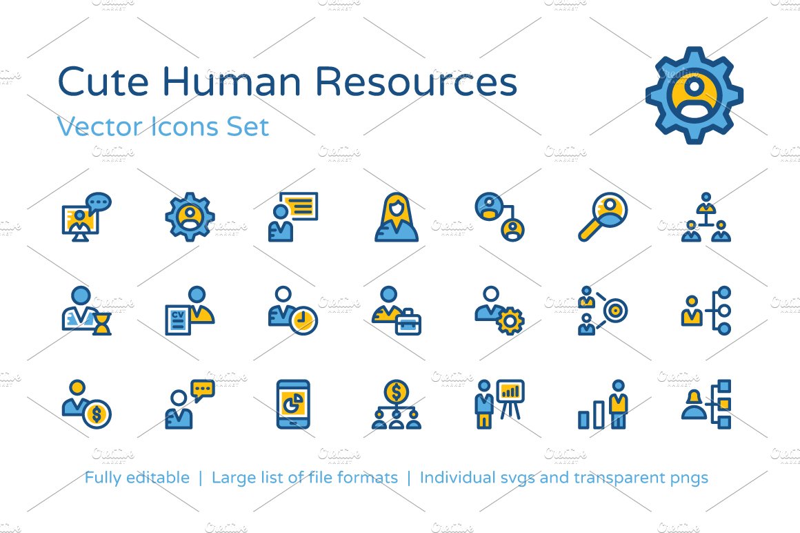 75+ Human Resources Vector Icons cover image.