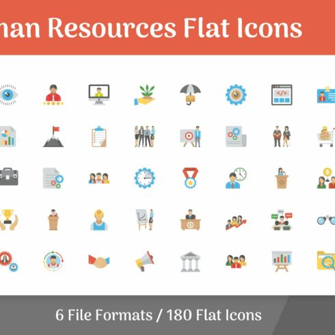 180 Human Resources Flat Icons cover image.