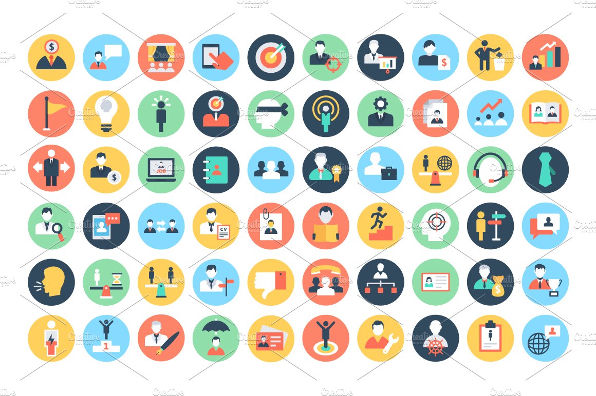 100+ Flat Human Resources Icons preview image.