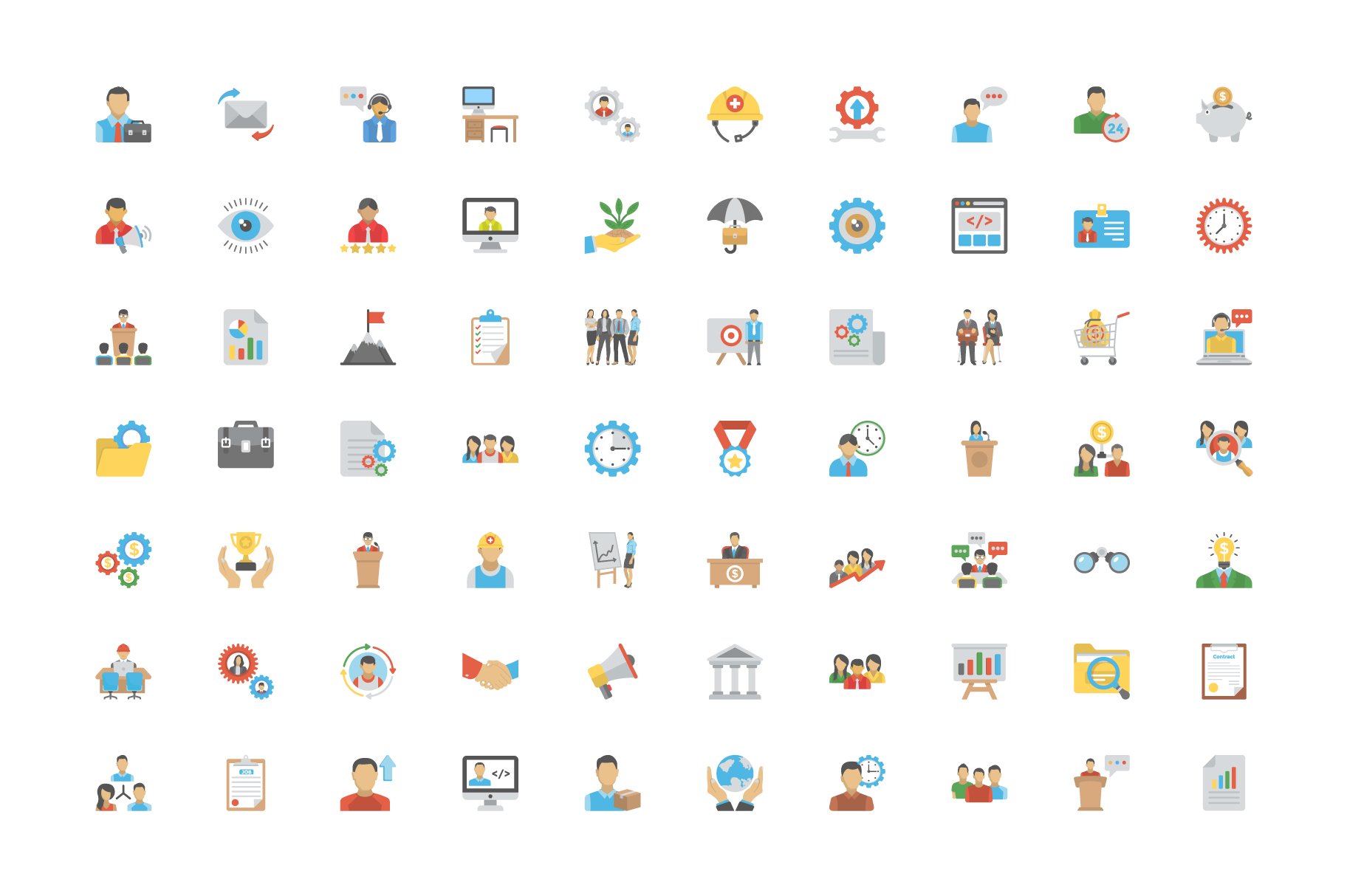 180 Human Resources Flat Icons preview image.