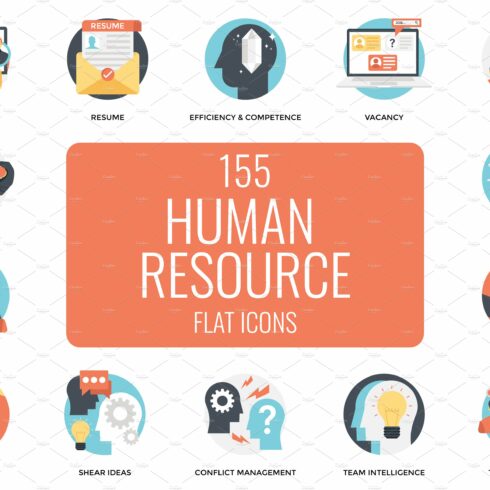 155 Human Resources Flat Vector Icon cover image.
