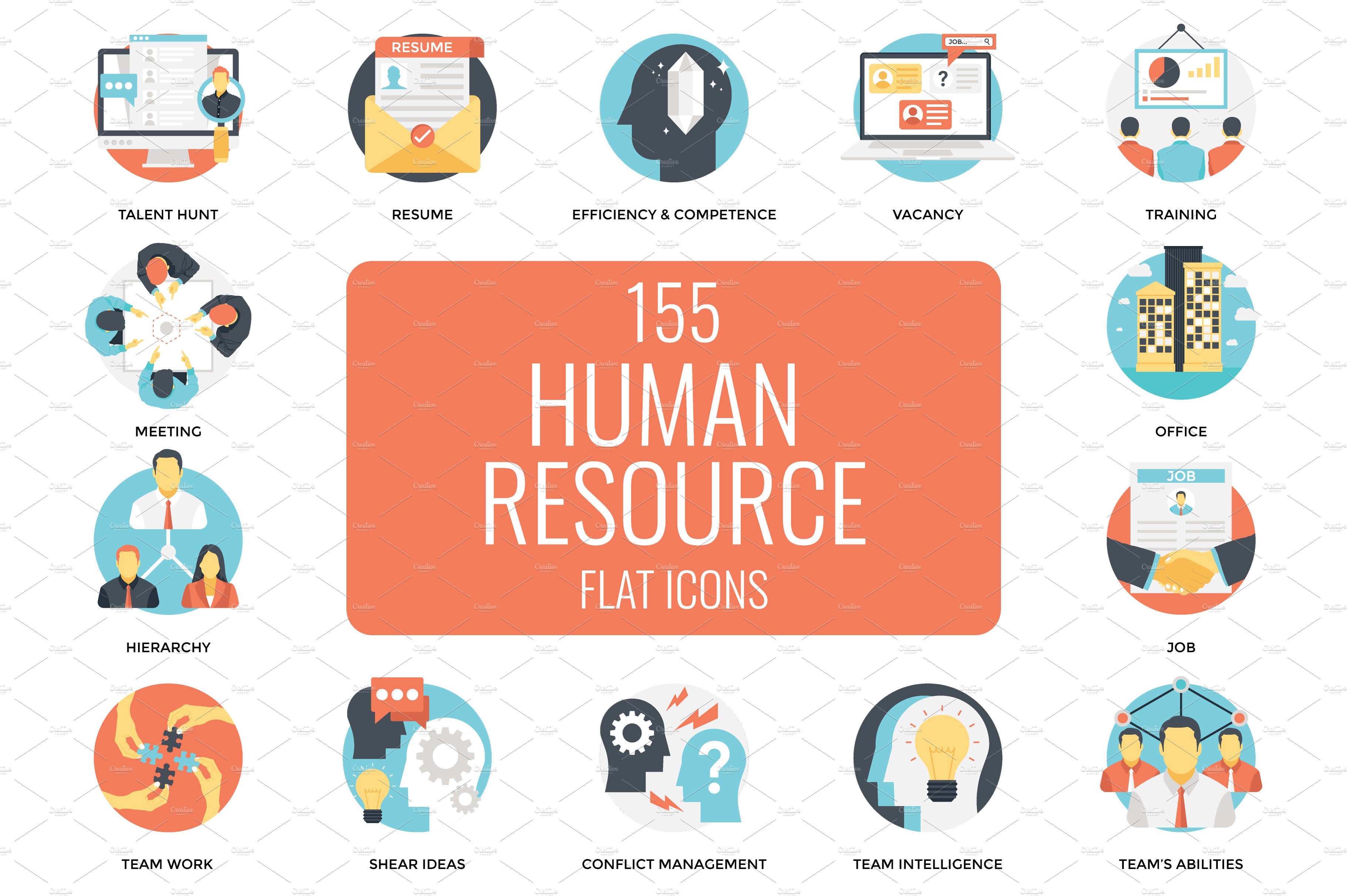 155 Human Resources Flat Vector Icon cover image.