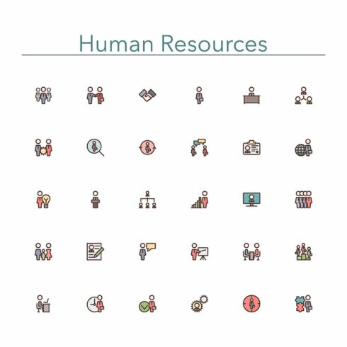 Human Resources Colored Line Icons cover image.