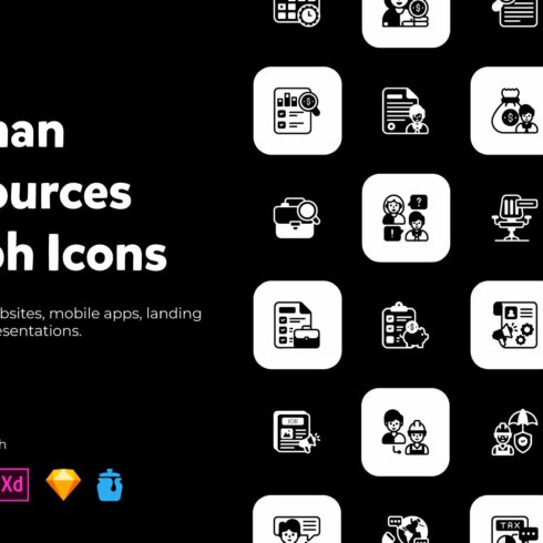 Pack of Human Resources Solid Icons cover image.