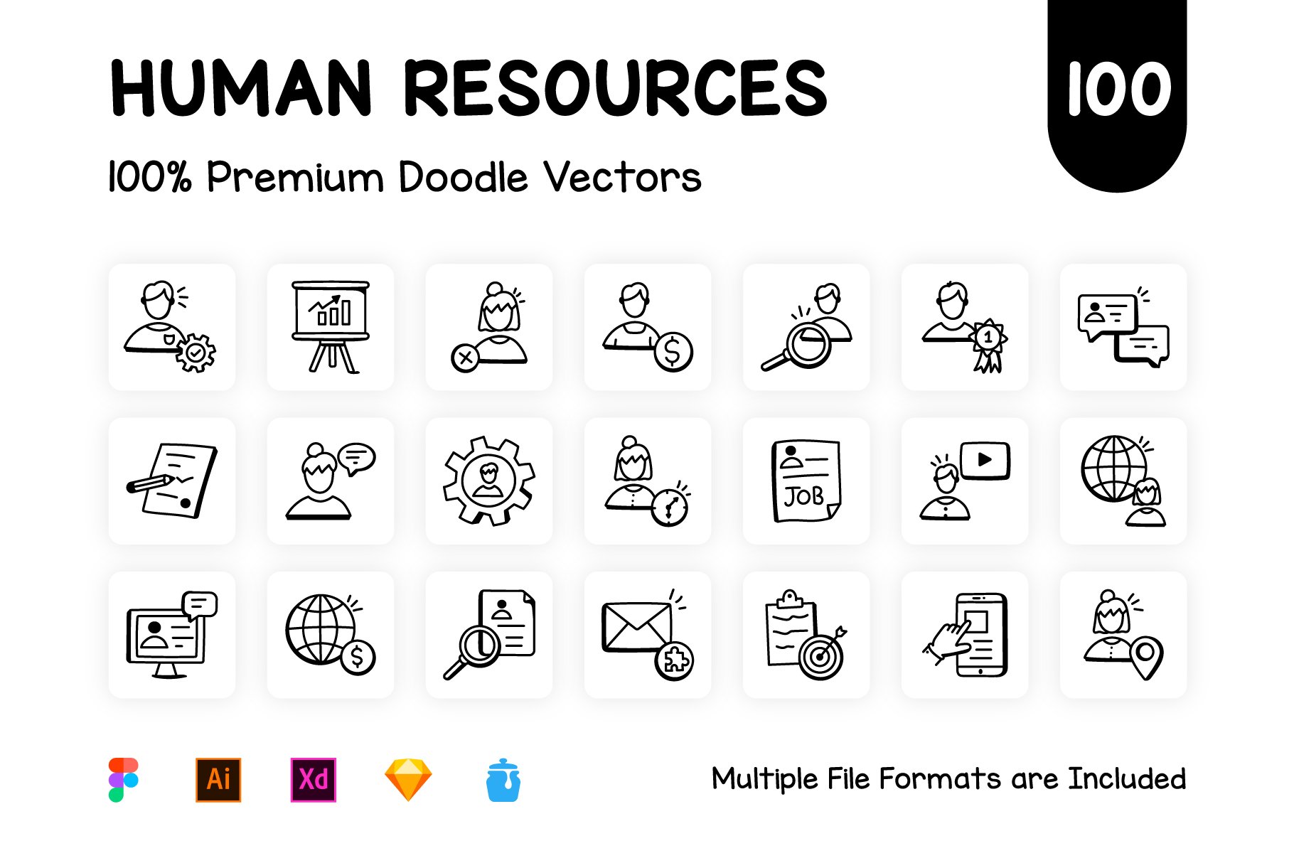 Hand Drawn Human Resources Icons cover image.