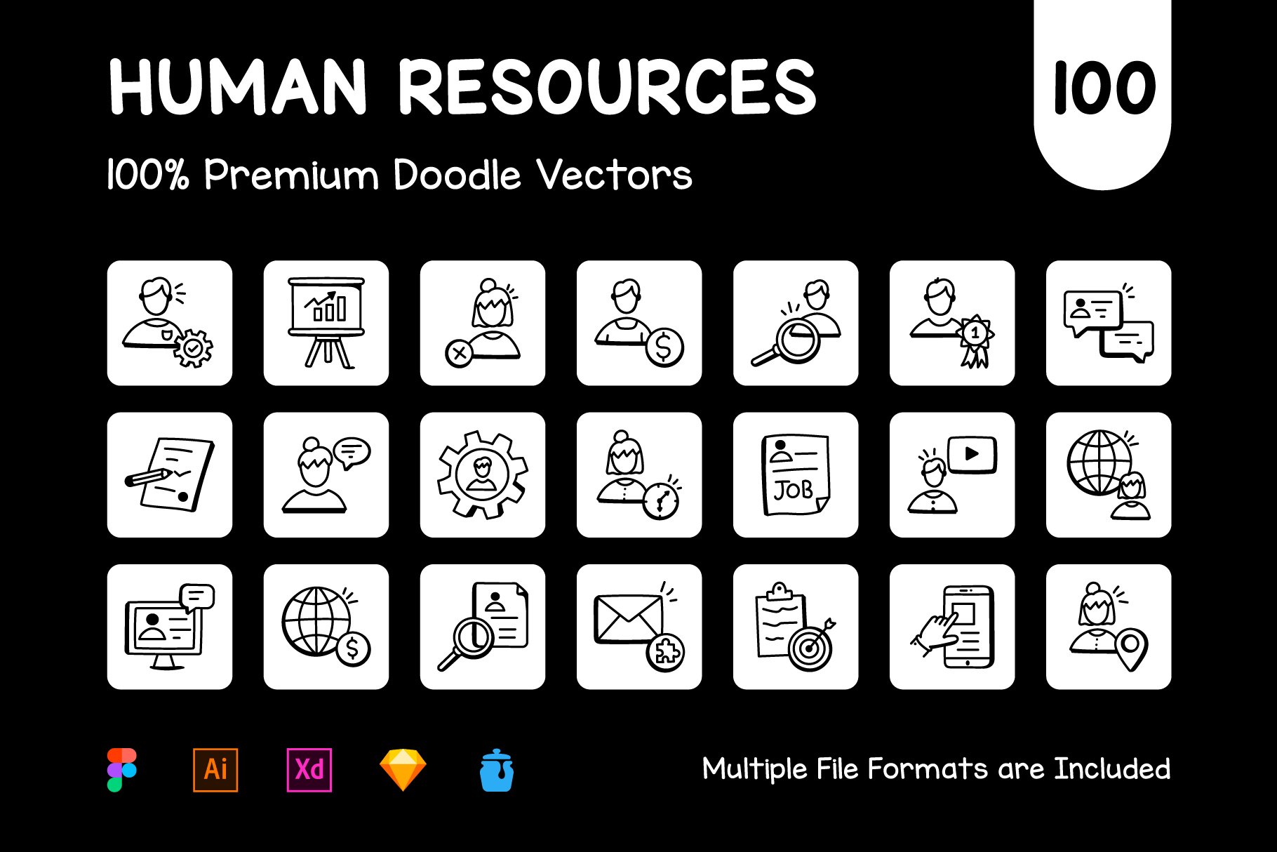 Hand Drawn Human Resources Icons preview image.