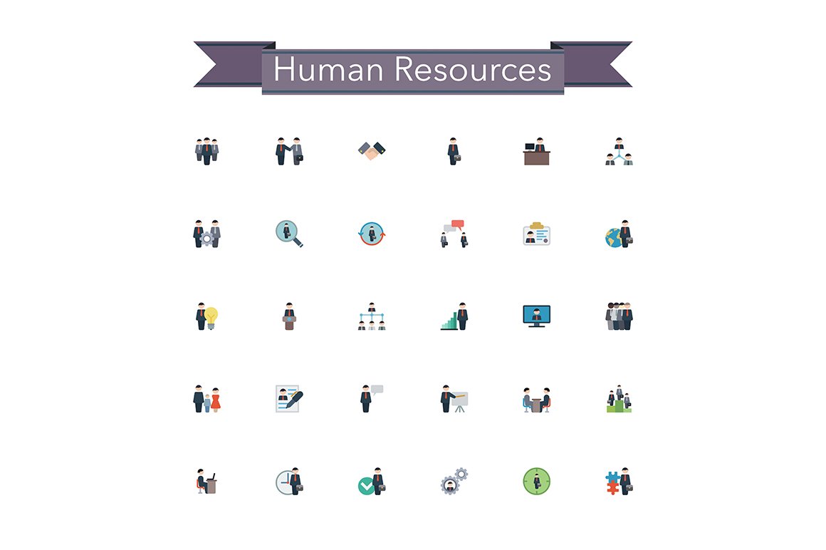 Human Resources Flat Icons cover image.