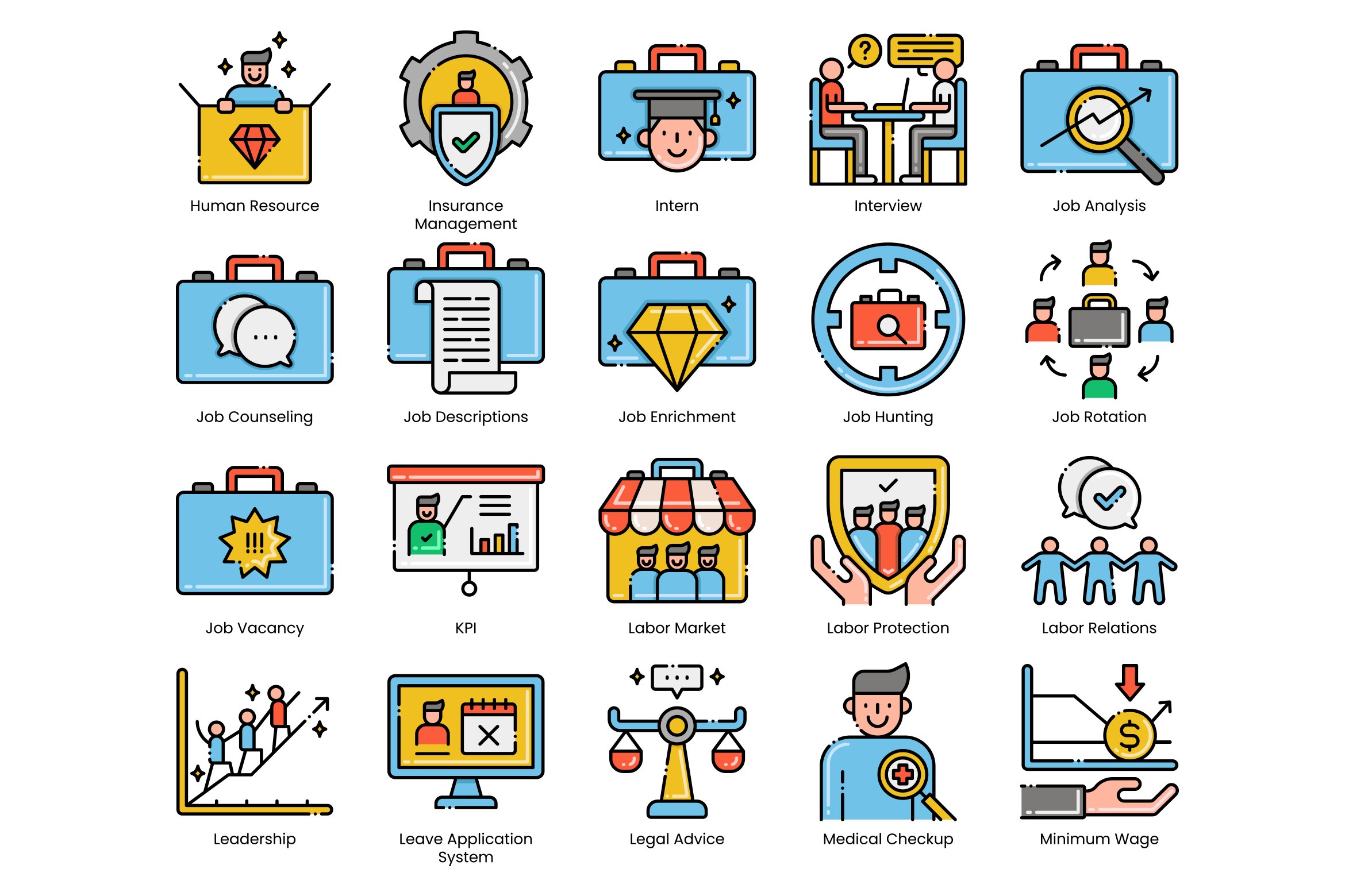 100 Human Resources Icons preview image.