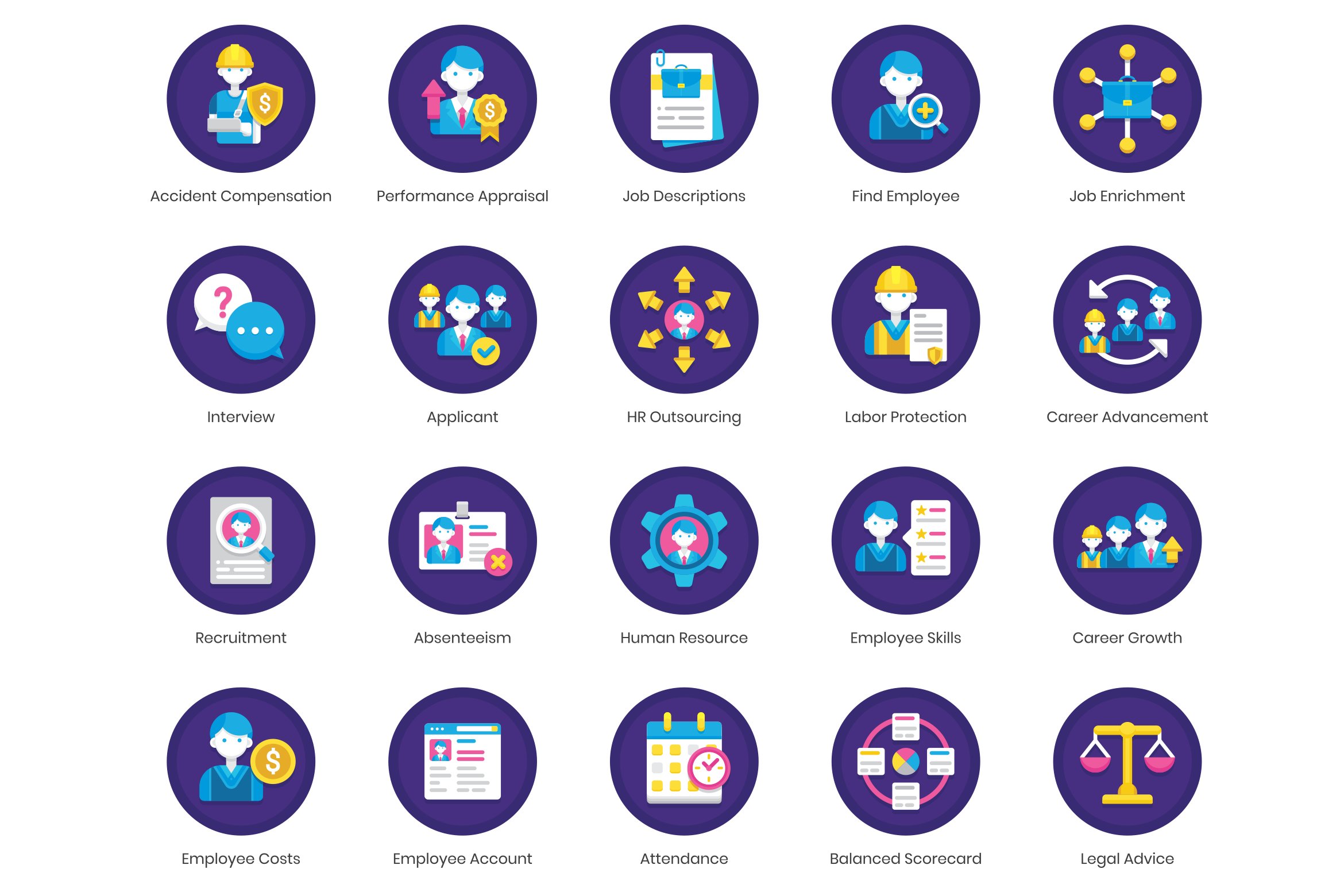 90 Human Resources Icons preview image.