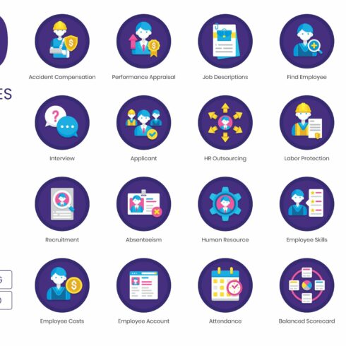 90 Human Resources Icons cover image.