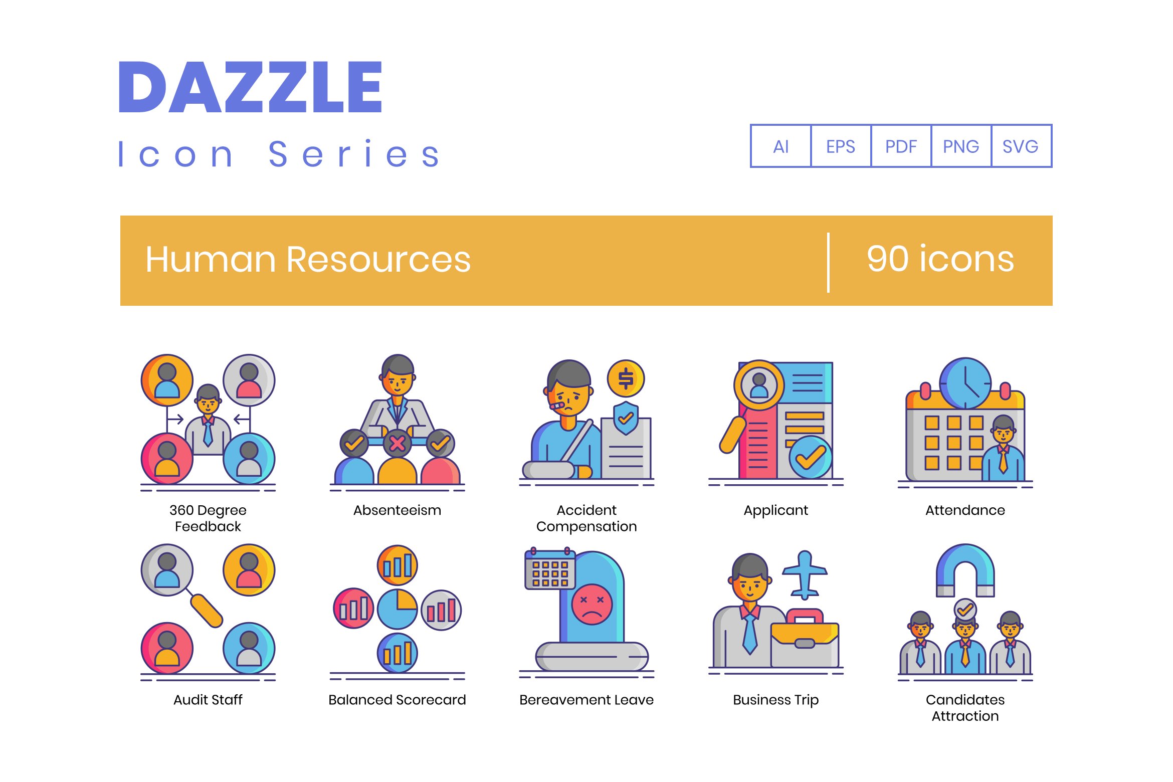 90 Human Resources Icons | Dazzle cover image.