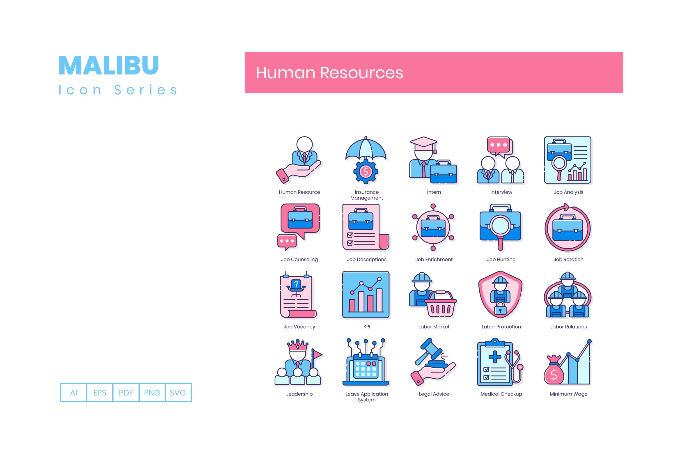 100 Human Resources Icons - Malibu preview image.