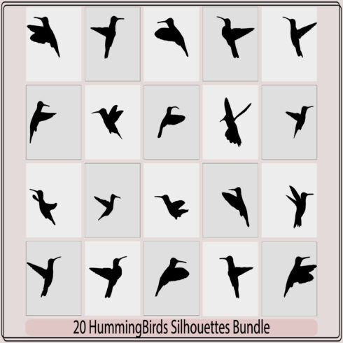 hummingbird silhouettes,humming bird silhouetteHumming Colibri Bird Icon Silhouette Illustration,Vector Collection of humming Bird Silhouettes cover image.