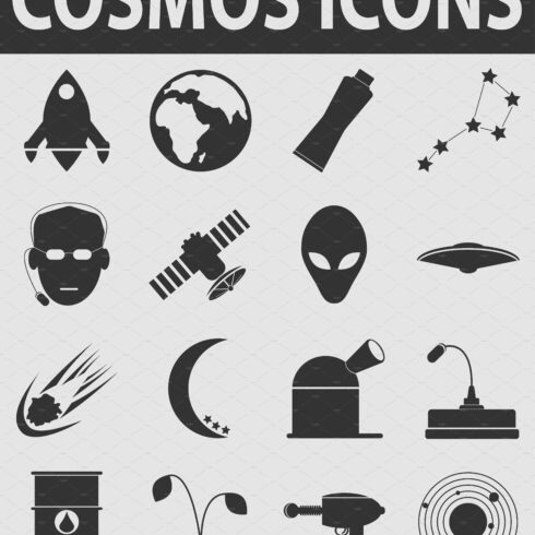 Space icons set cover image.