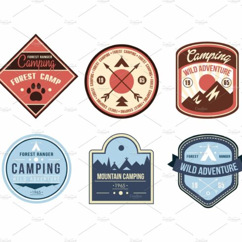 Mountain camping retro logo badges cover image.