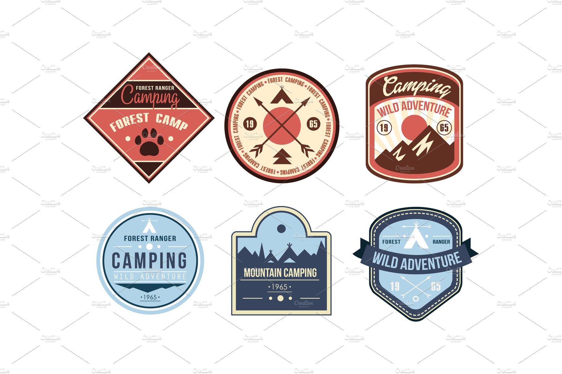 Mountain camping retro logo badges cover image.