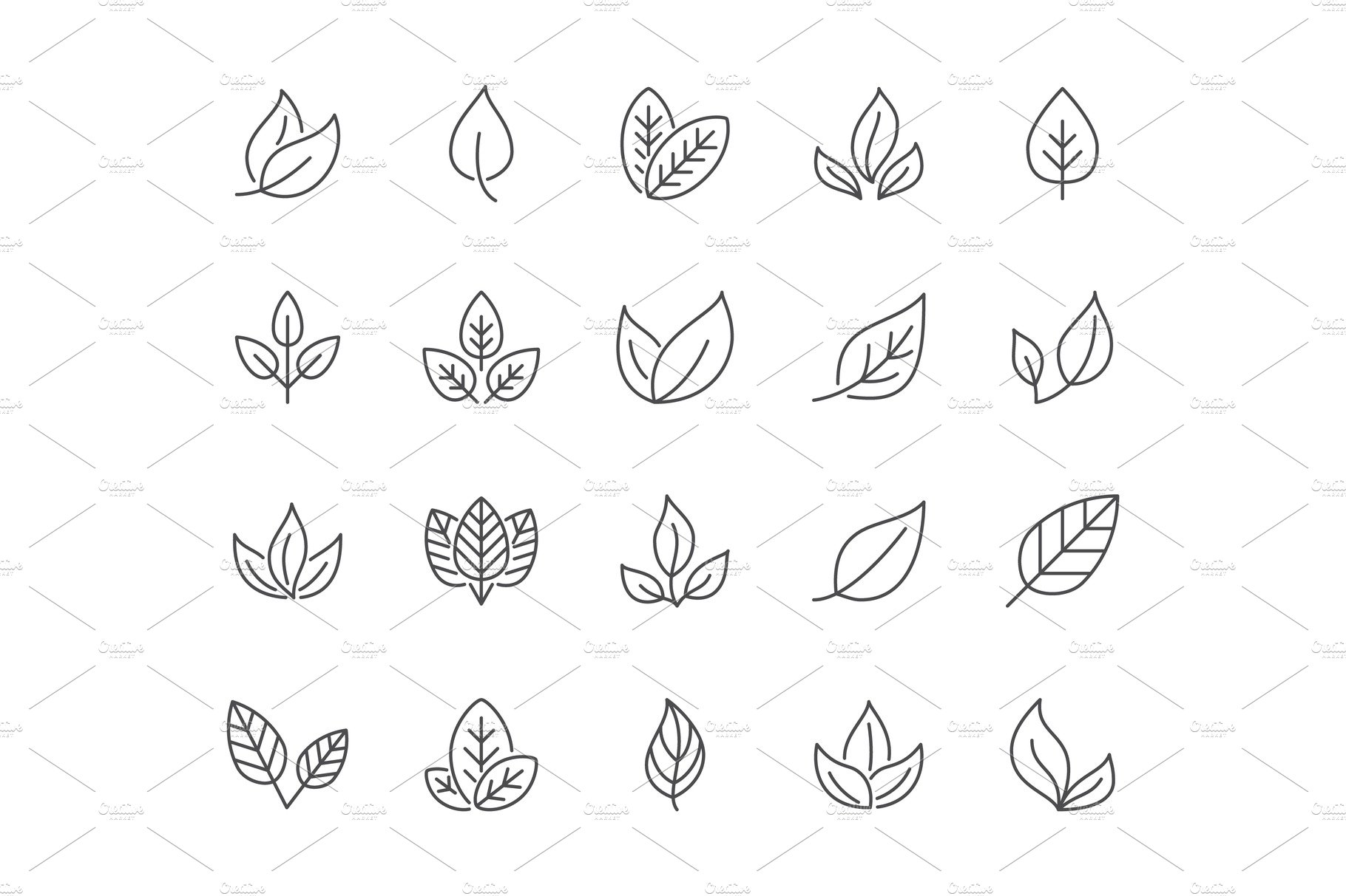 Leaves Line Icons preview image.