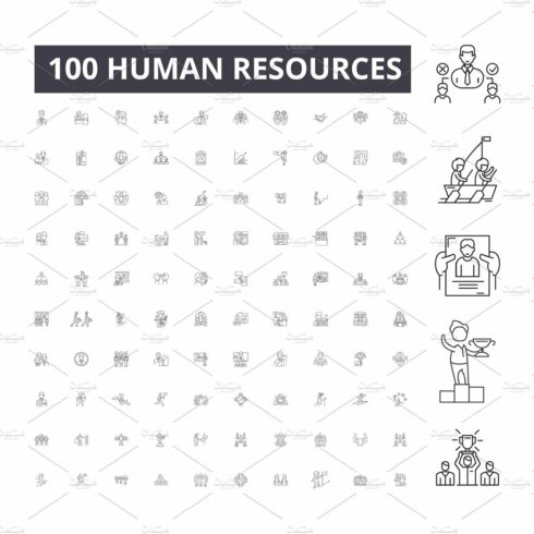 Human resources editable line icons cover image.