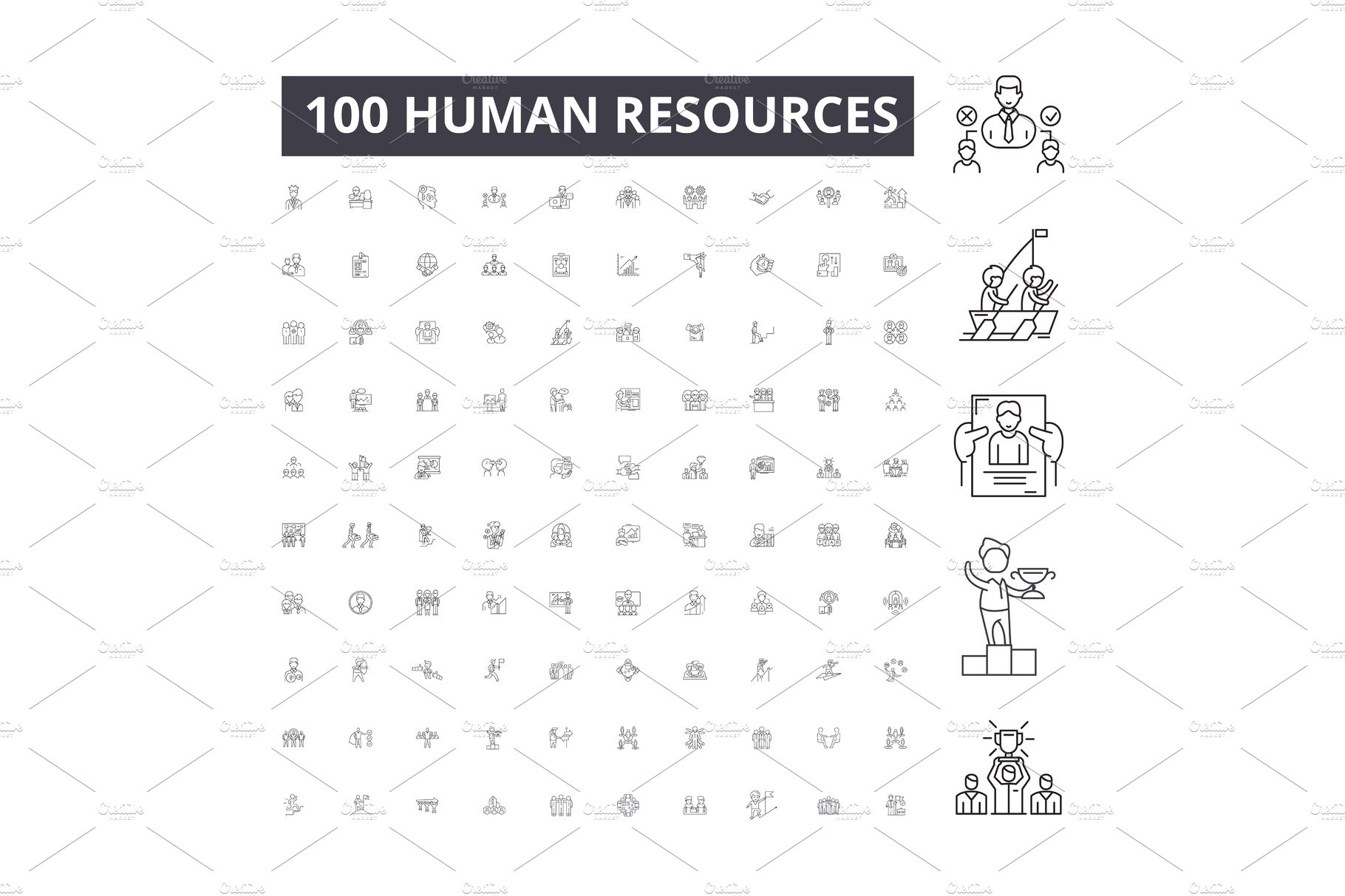 Human resources editable line icons cover image.