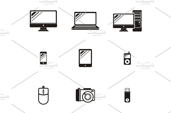 Set of Device Icon Design Flat cover image.