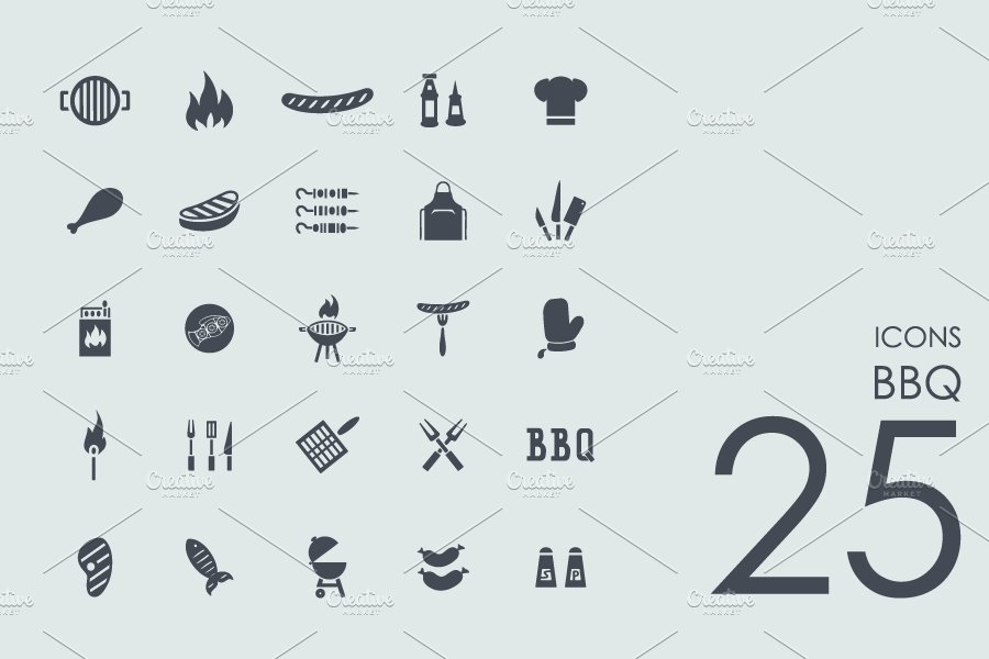 25 Barbecue icons cover image.