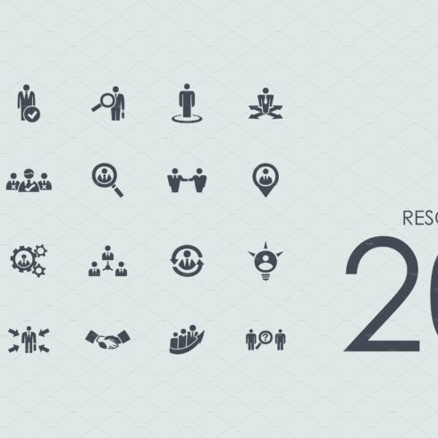 20 Human Resources icons cover image.