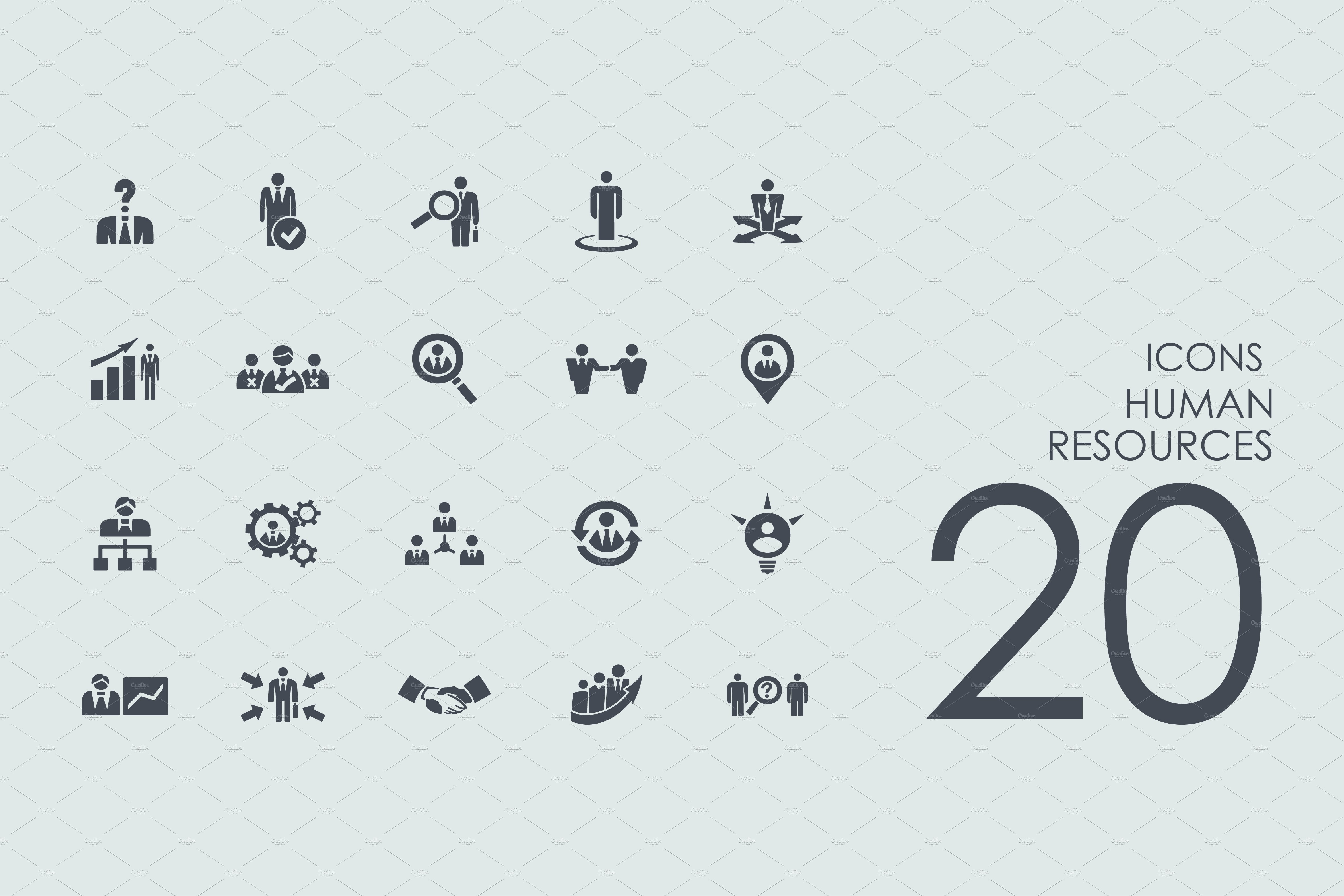 20 Human Resources icons cover image.