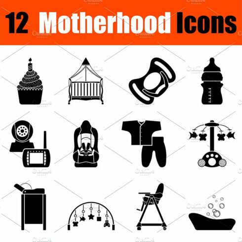Set of motherhood icons cover image.