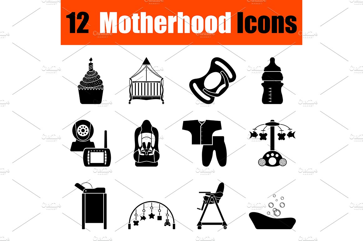 Set of motherhood icons cover image.