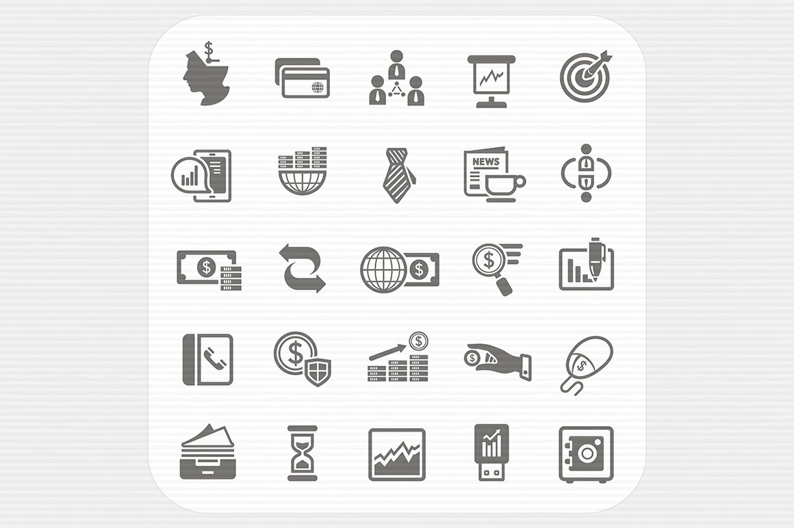 Business and finance icons set preview image.