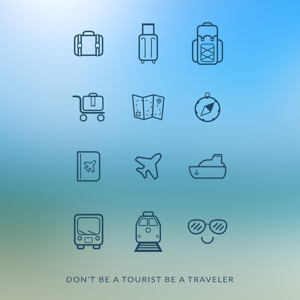 Travel icons cover image.