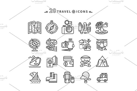 Set of Black Travel Icons cover image.