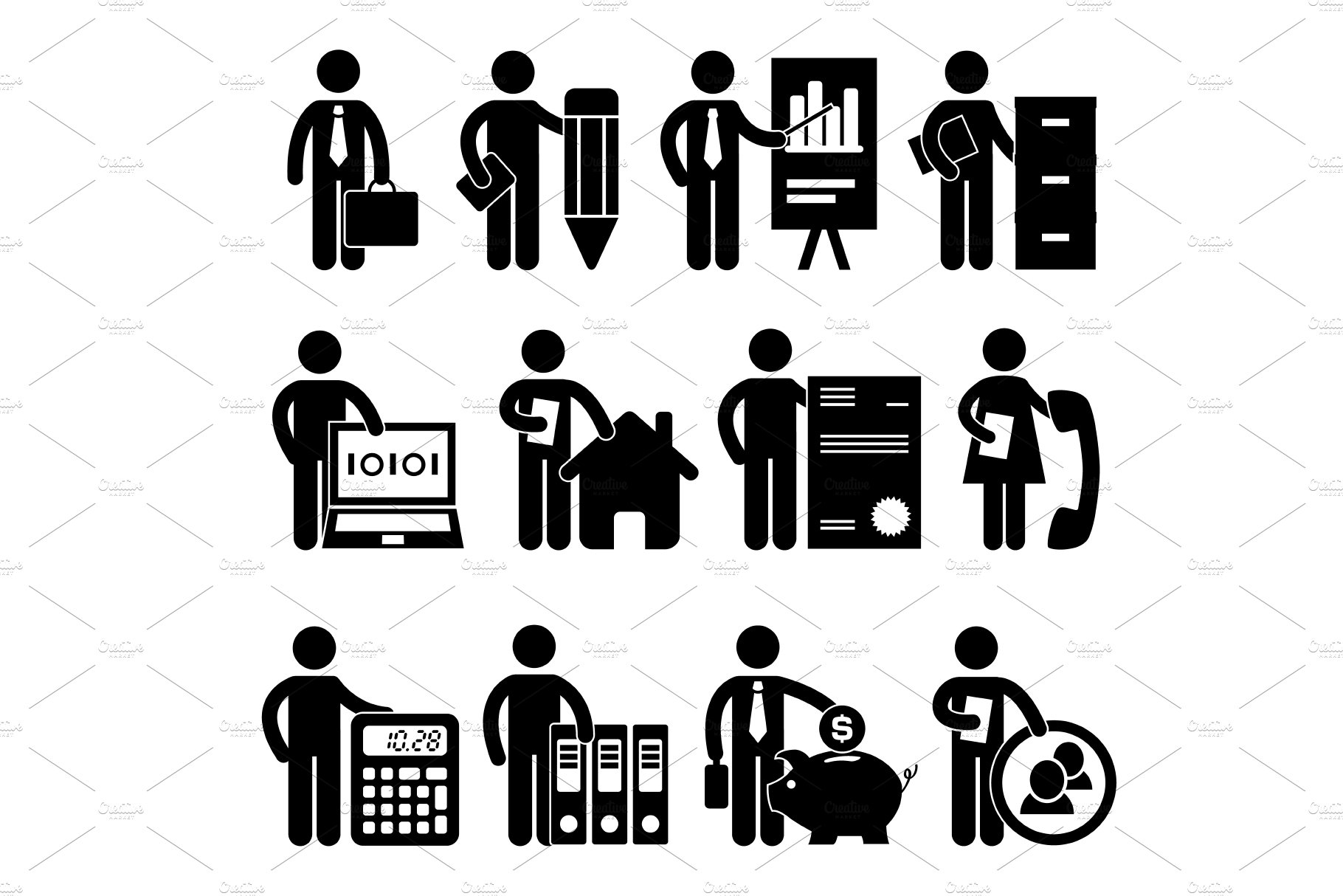 Office Jobs Employee Worker Icons cover image.