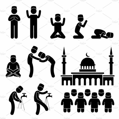Islam Muslim Religion Praying Icons cover image.
