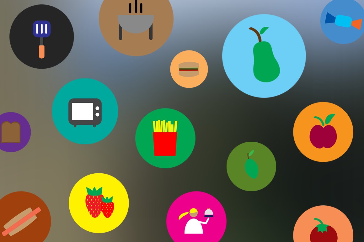 Flat Food & Drink Icon Pack - Vector preview image.