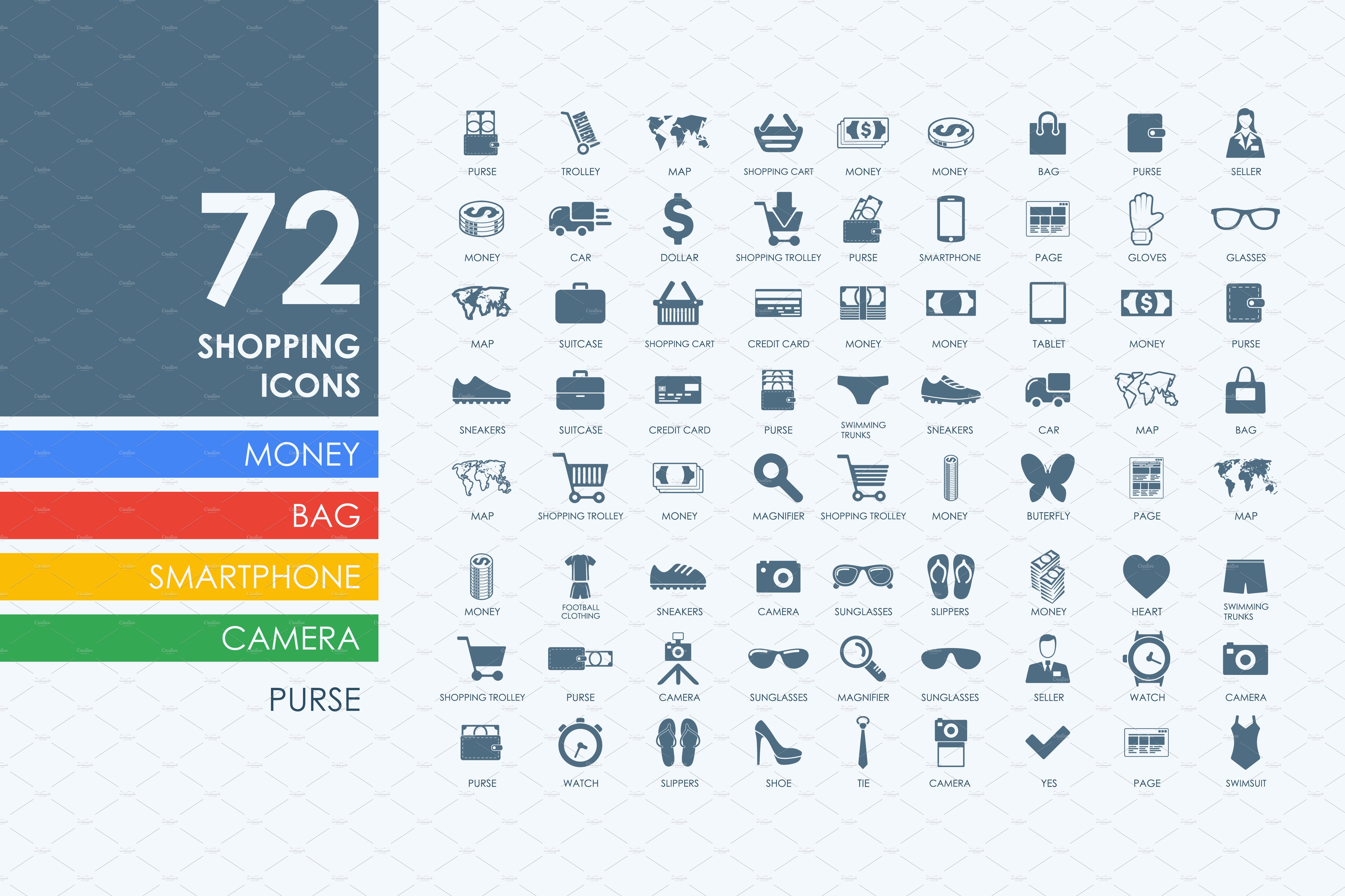 72 shopping icons cover image.