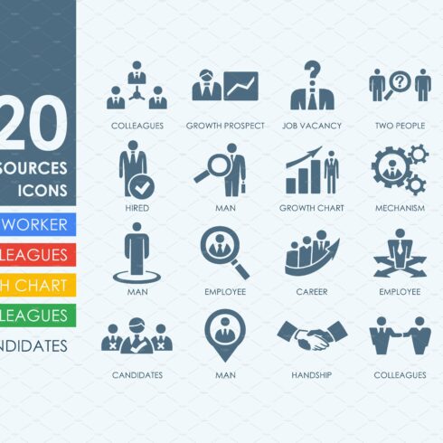 20 human resources icons cover image.
