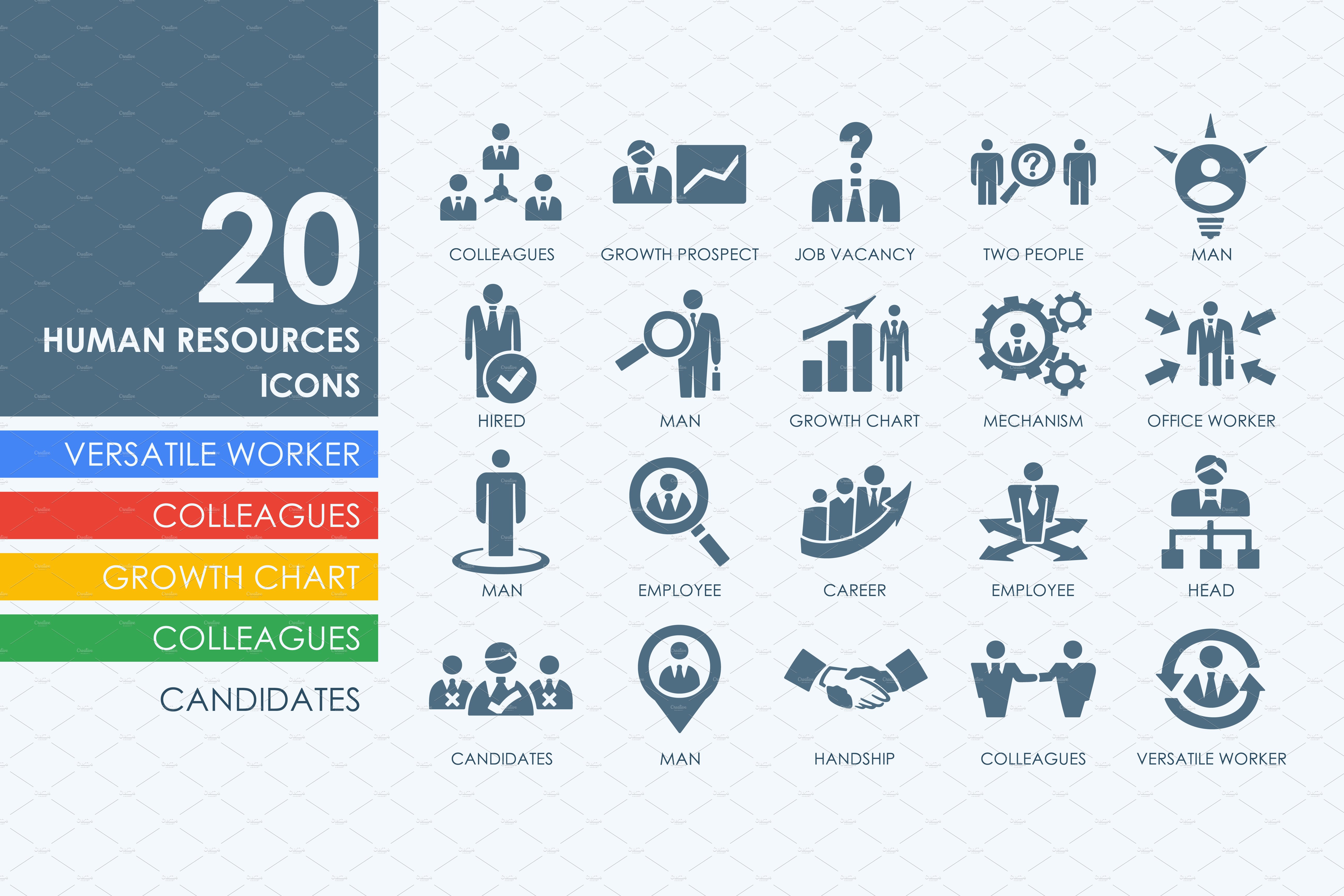 20 human resources icons cover image.