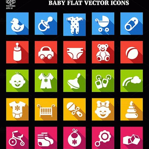 Baby Flat Vector Icons cover image.
