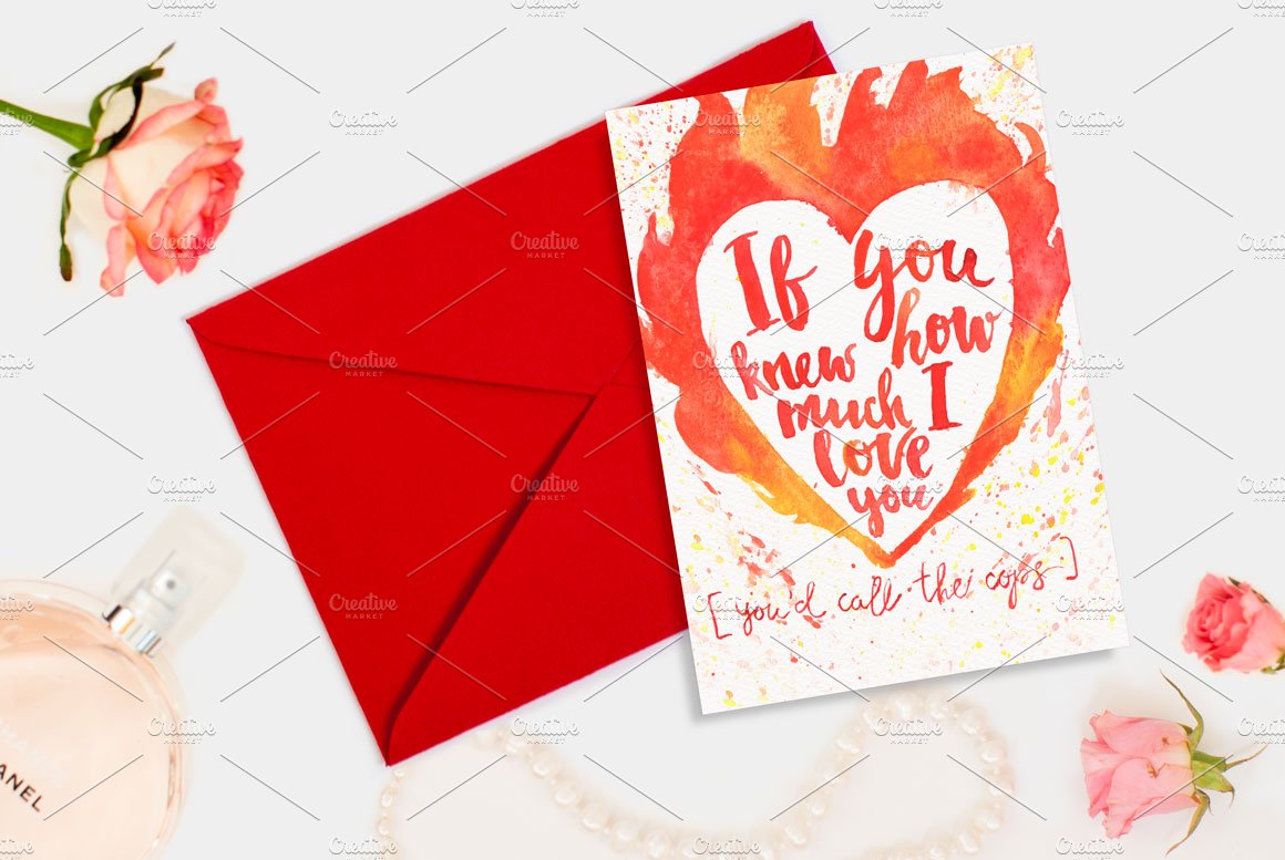 Valentine's day romantic card cover image.