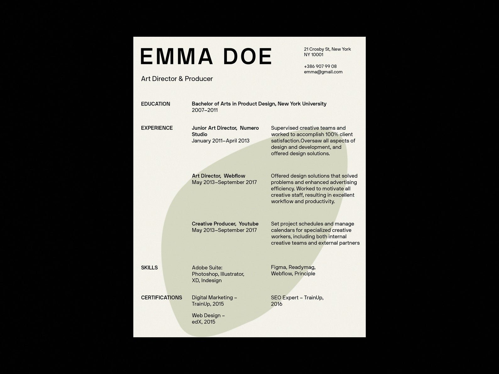 Green Resume Template preview image.