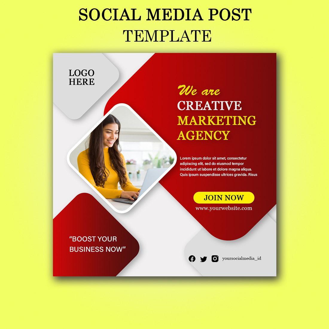 Digital Marketing Social Media Post Template Design preview image.