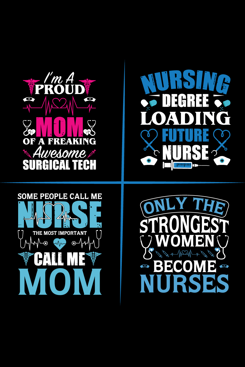 Best Nurse T-Shirt Design Bundle pinterest preview image.