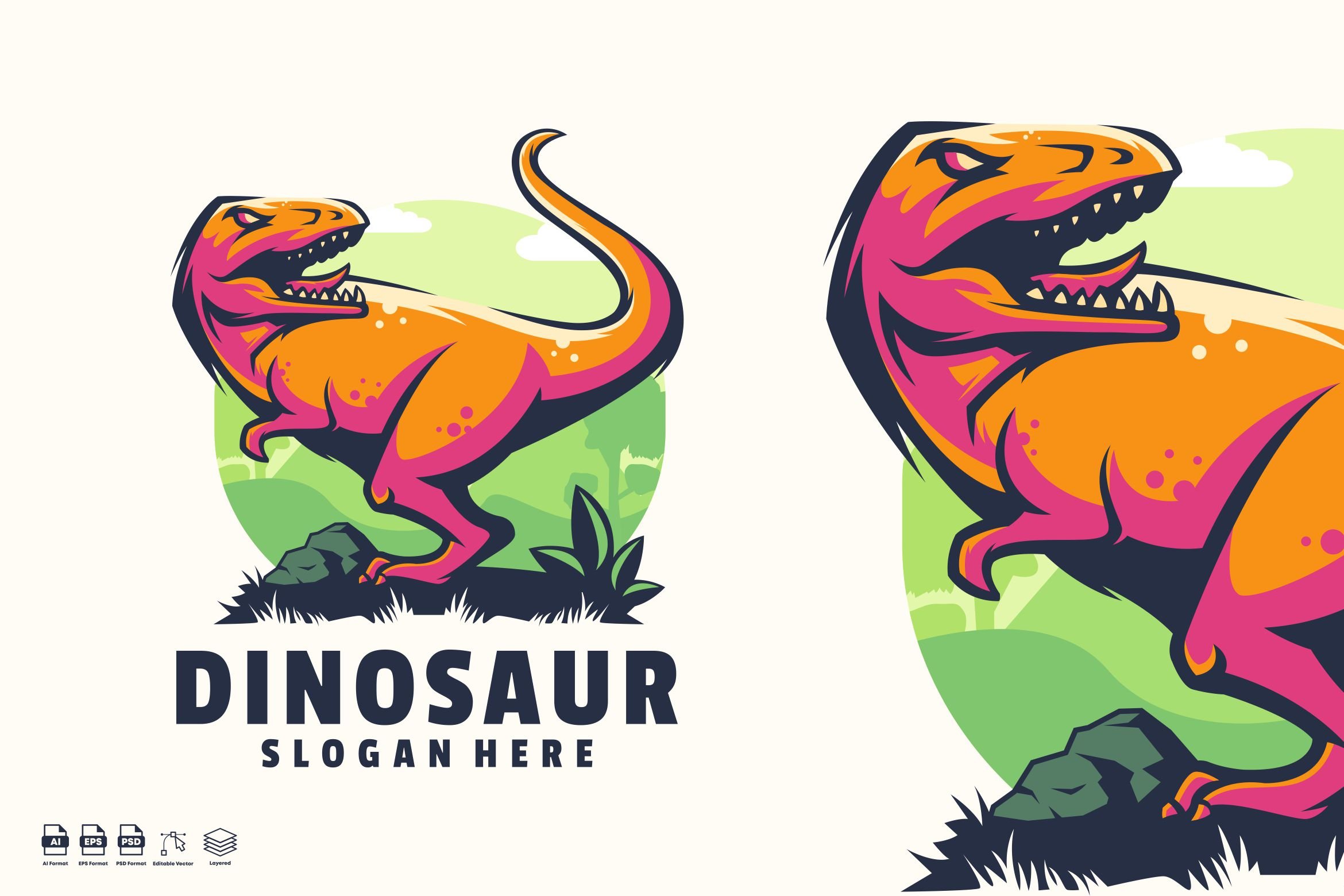 Dinosaur logo template cover image.