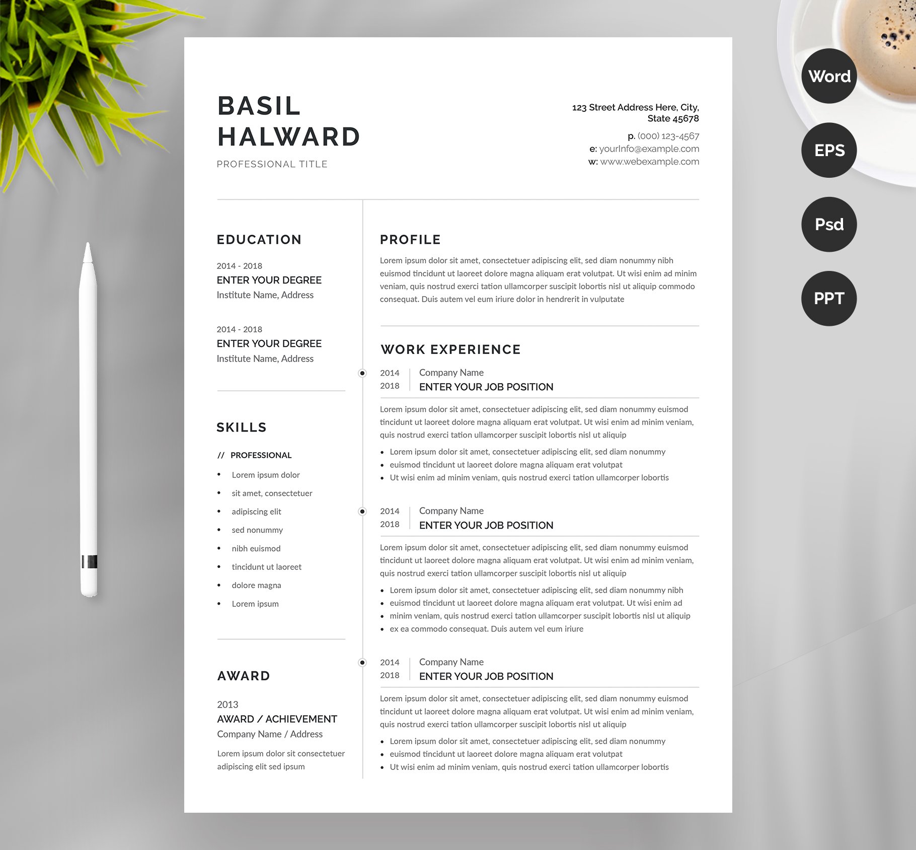 Minimalist Resume / CV cover image.