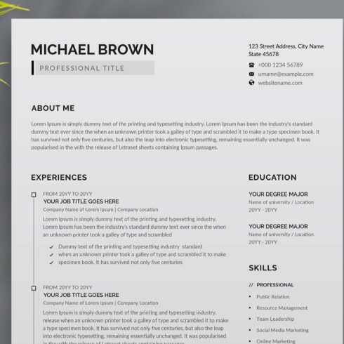 Minimal Resume/CV Template cover image.