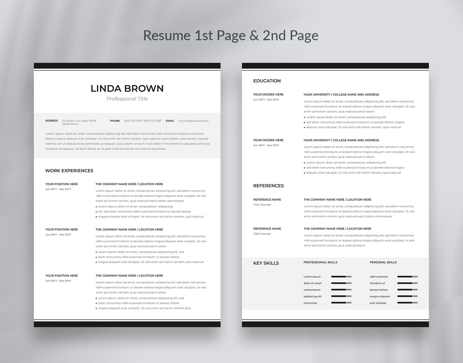 Executive Resume Template / CV preview image.