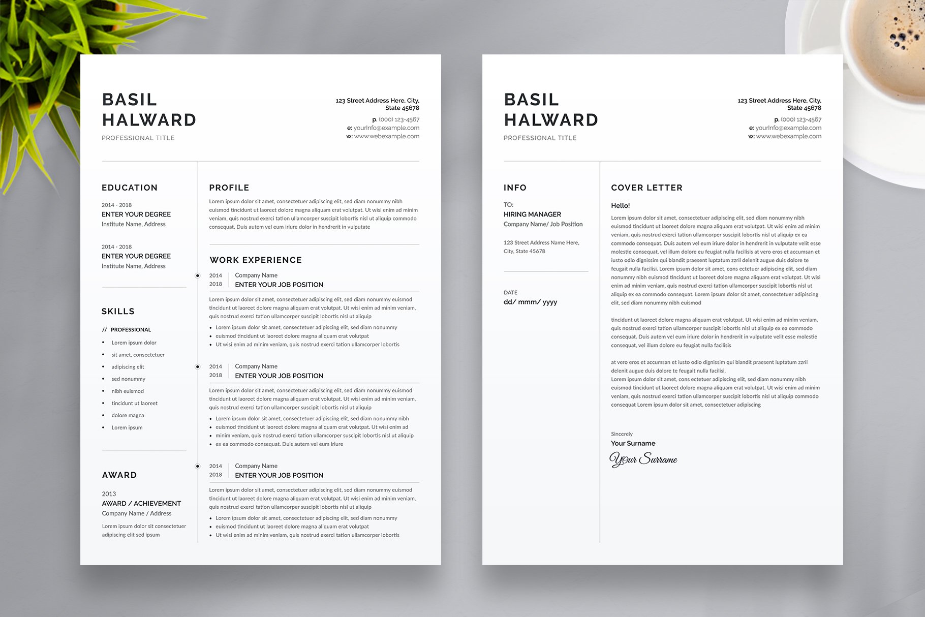 Minimalist Resume / CV preview image.