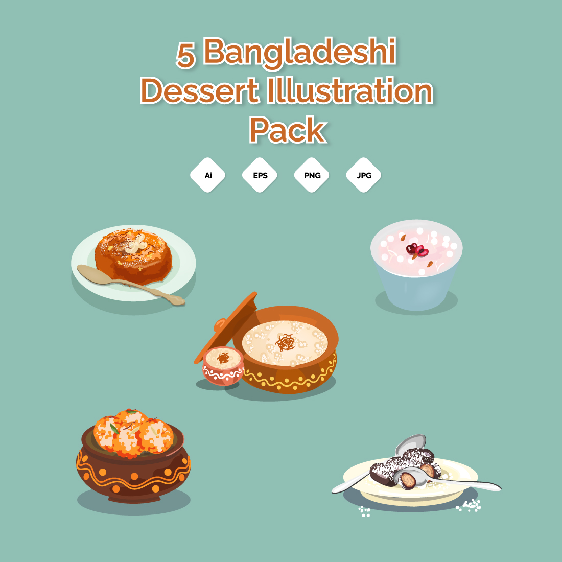 Bangladeshi Dessert Illustration pack preview image.