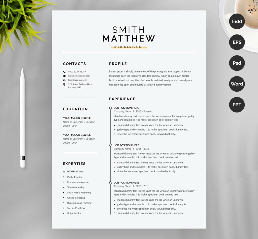 Word Resume Template / CV – MasterBundles